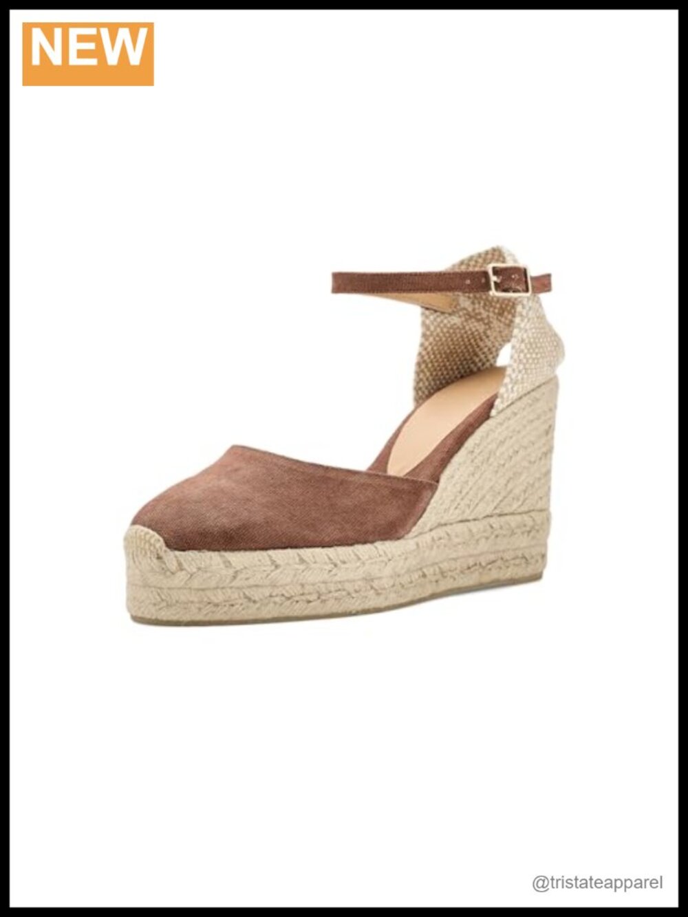 Wedge Espadrille Ankle Strap Buckle Leather Lined Casual Sandal